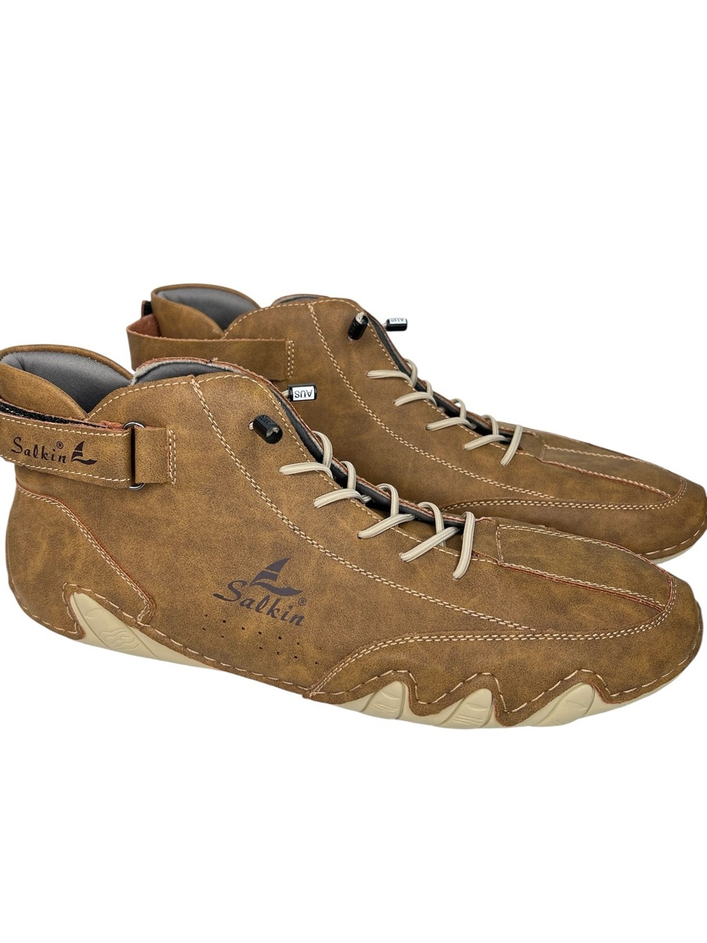 Salkin Lightweight Barefoot Shoes Mens 13 (47) Brown Lace Up High Top Comfort